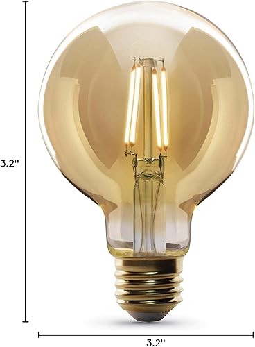 Miniatura 5 de Feit Electric foco vintage con filamentos expuestos de vidrio ámbar LED G25 con base media E26 - equivalente a 40 W - vida útil de 10 años - 350