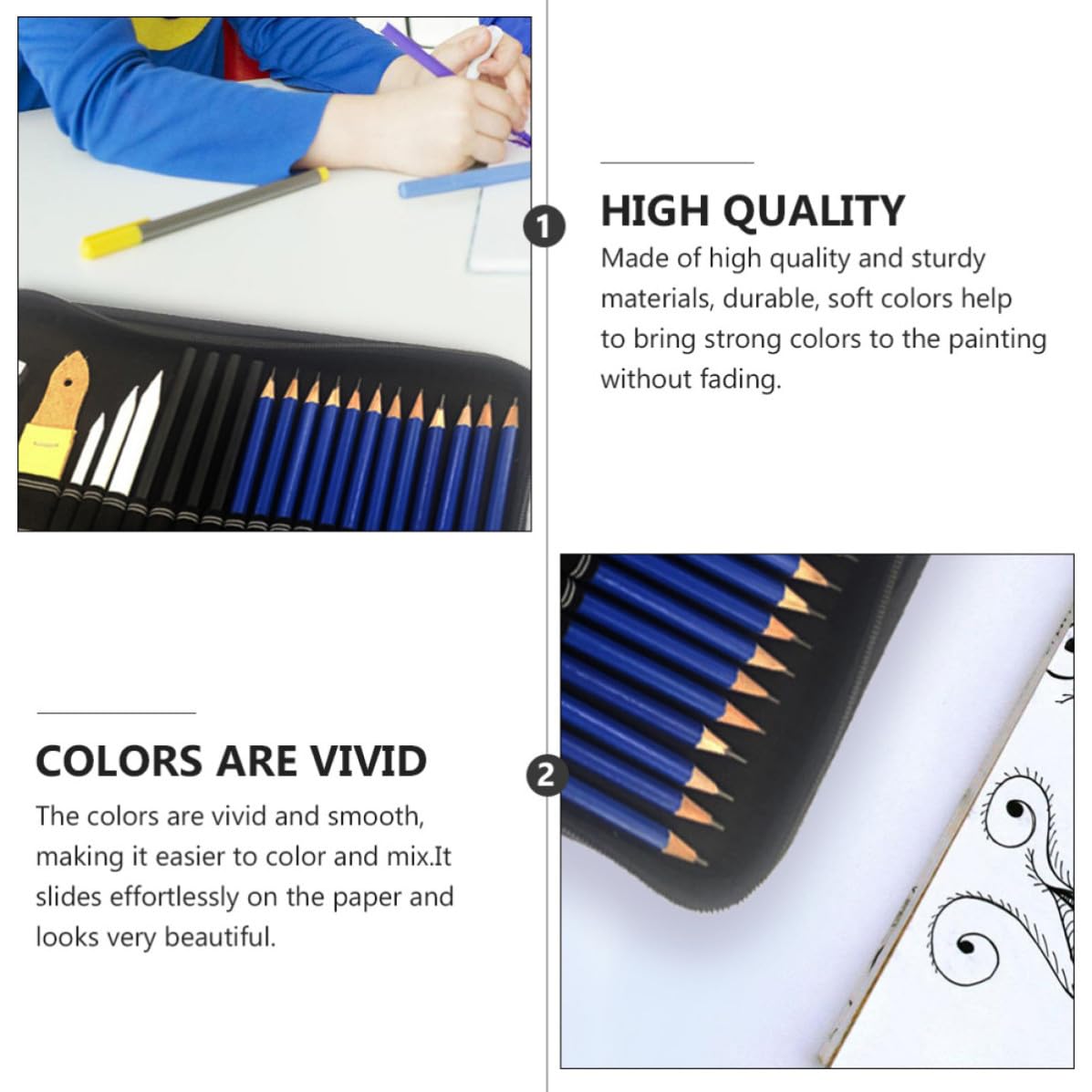 GLEAVI Set da Disegno 72 Pezzi Matite da Schizzi e Colori, Legno, Facile da Temperare, per Libri da Colorare per Adulti e Scrapbook
