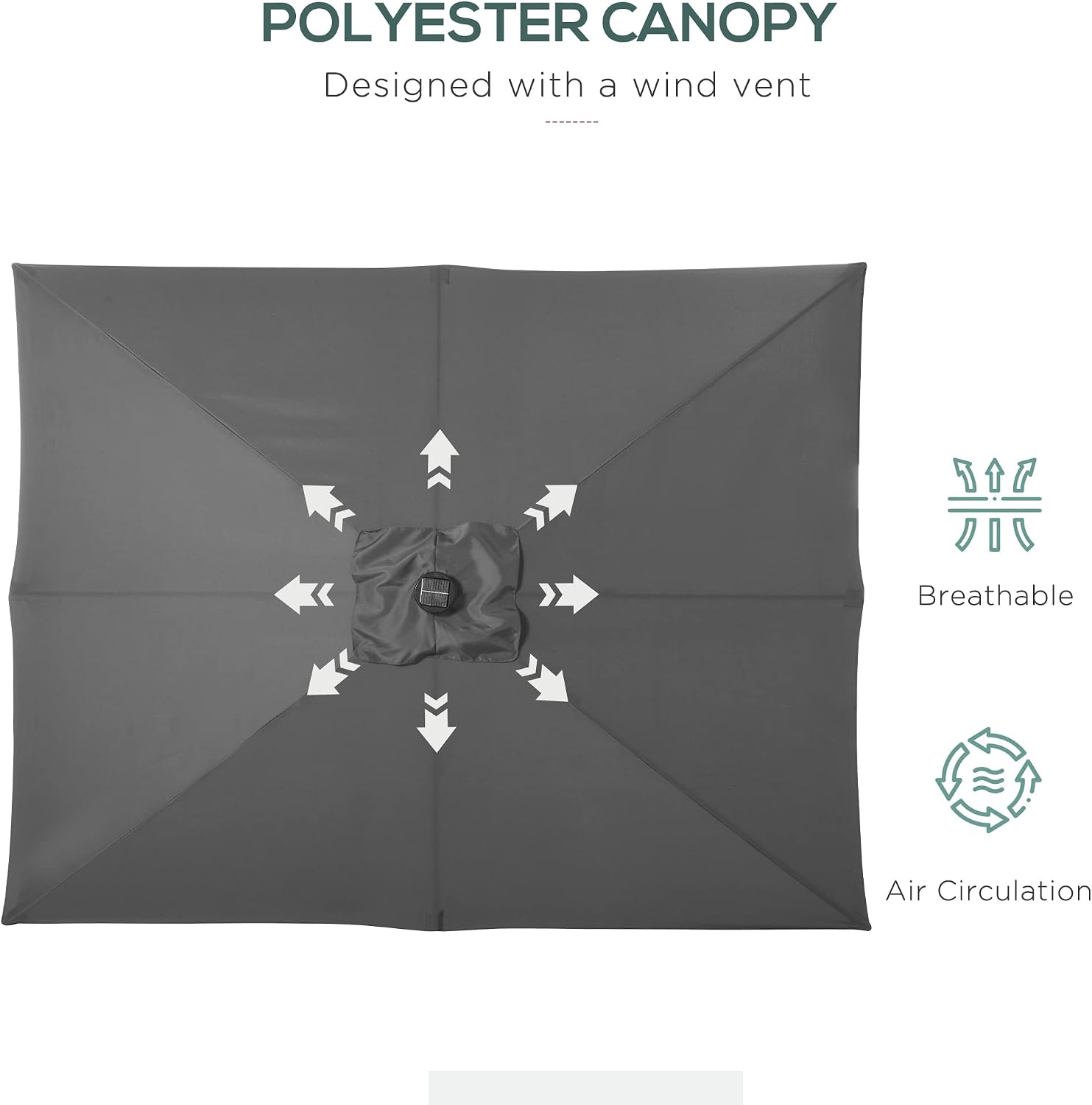 Outsunny 9' x 7' Solar Umbrella, LED Lighted Patio Umbrella for Table or Base with Tilt & Crank, Outdoor Umbrella for Garden, Deck, Backyard, Pool, Beach