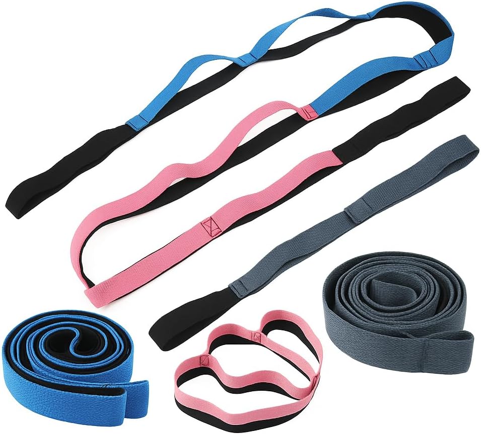 Yoga Stretch Strap 10 Loos-non-Elastic Strap for Flexibility, Physical Therapy pilates. And home workout