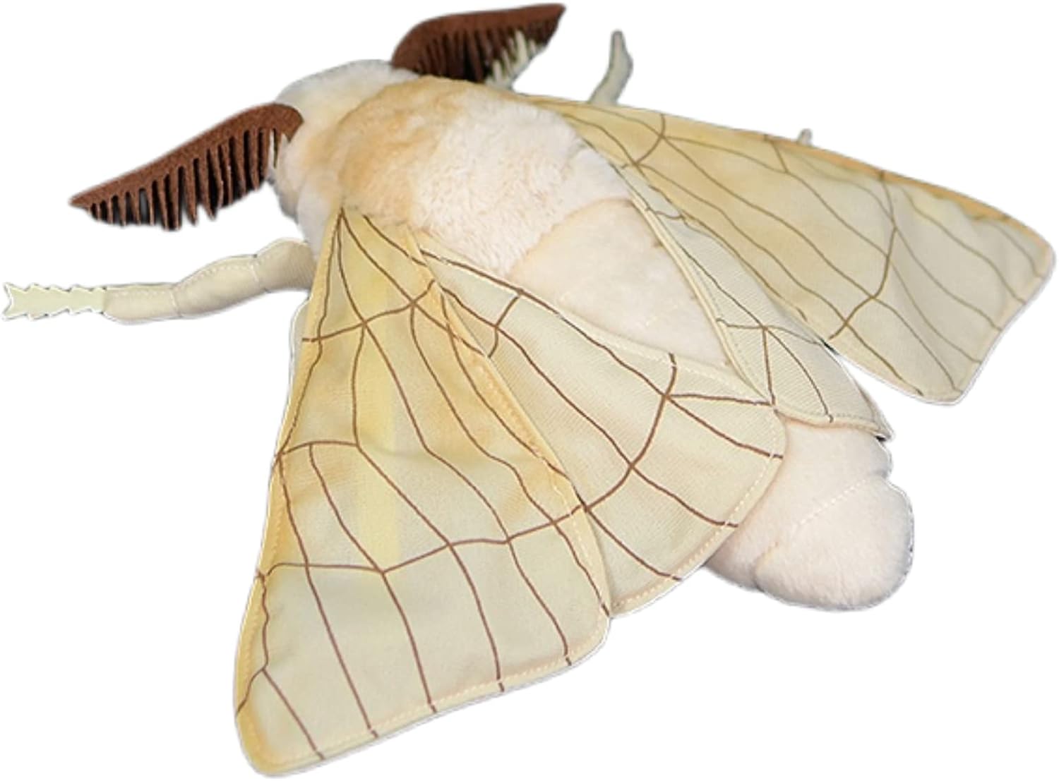 FRANKIEZHOU Realistic Silk Moth Stuffed Animal-White10.63",Moth Plush, Soft Toy,Girl Toys,Gifts for Kids, Home Decor,Hugging Toy