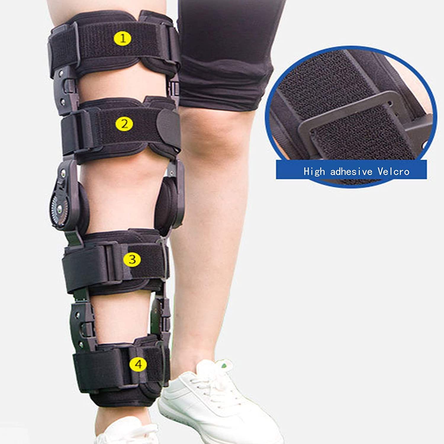 Tutore per Ginocchio con Cerniera, Ortesi Telescopica per Ginocchio, Tutore per Ginocchio Ortopedico con Cerniera, Supporto Regolabile per Lesioni Post-Operator