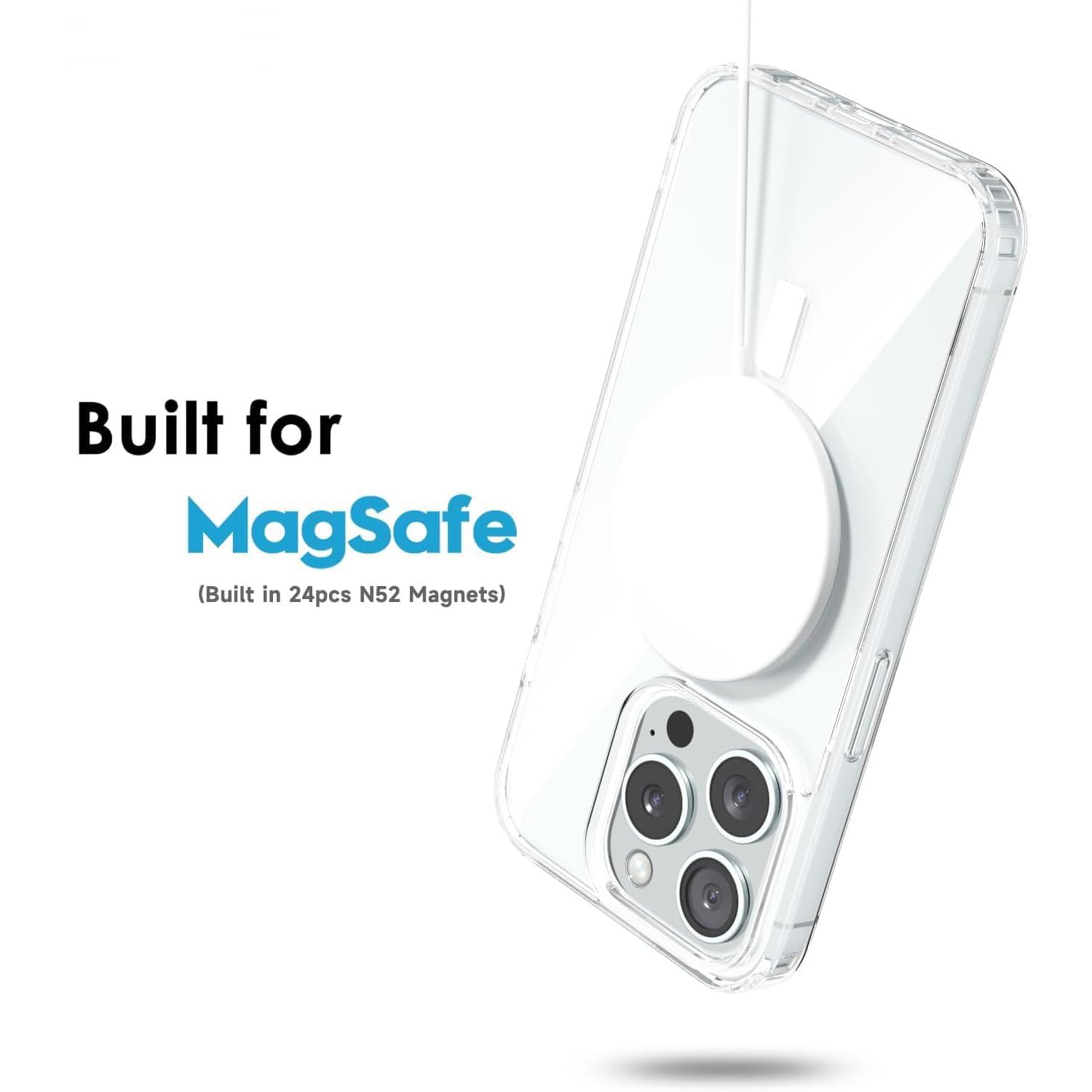 Cover Ultra Sottile&Morbida Trasparente per iPhone 14 Pro Max 6.7[Compatibile con MagSafe][Non ingiallente ] Custodia Protezione Completa in TPU di alta Qualità Antiurto Antigraffio (Argento
