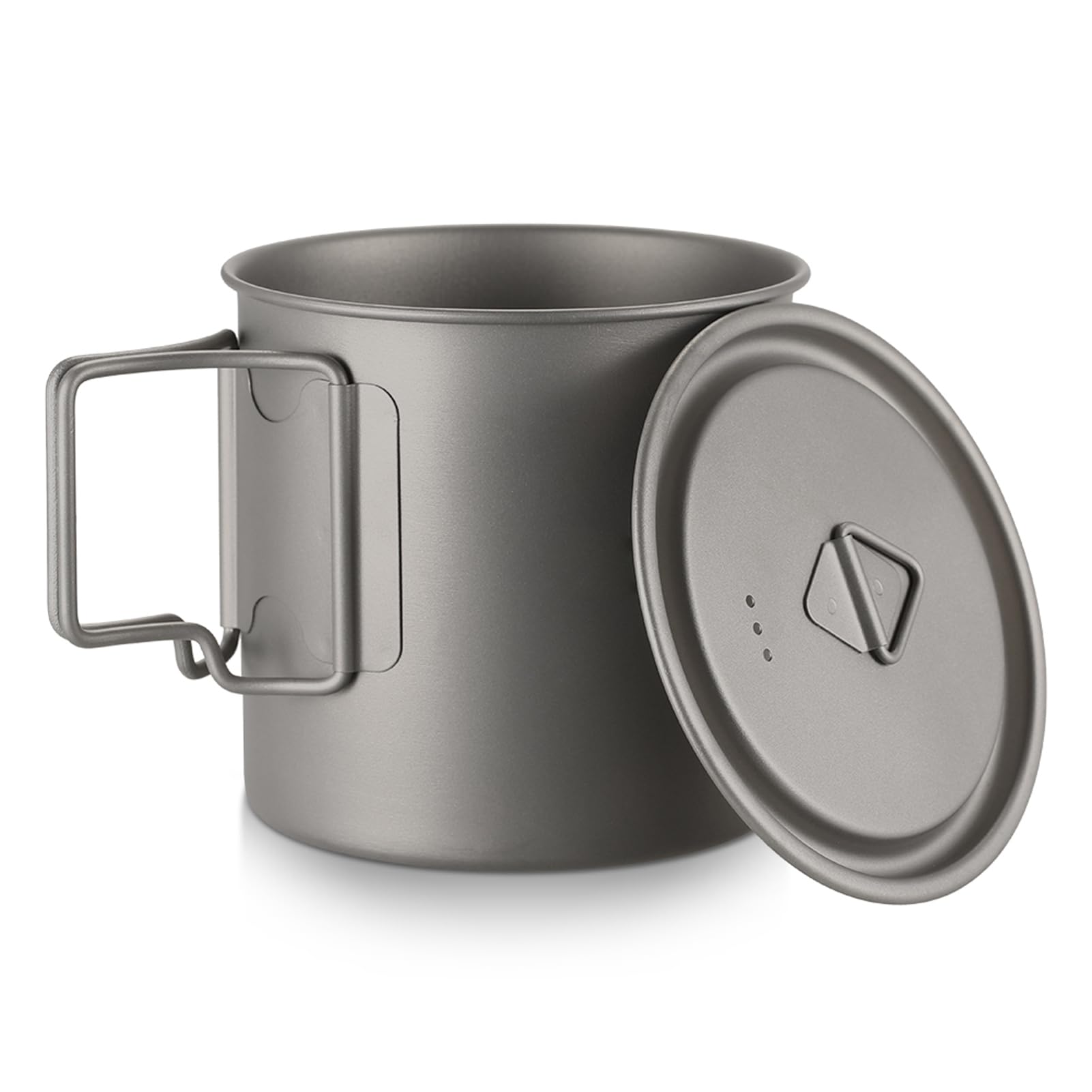 Domary Taza Taza para Acampar Al Aire con Asa Plegable y Tapa de Agua Portátil Duradera para Senderismo Mochilero Material de Picnic 300 Ml 350 Ml 450 550 650 750 (Titanio 7)
