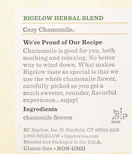 Miniatura 22 de Bigelow Cozy - Bolsas de té de hierbas de manzanilla, cajas de 28 unidades (paquete de 6) bolsas de té de manzanilla relajante, té de hierbas