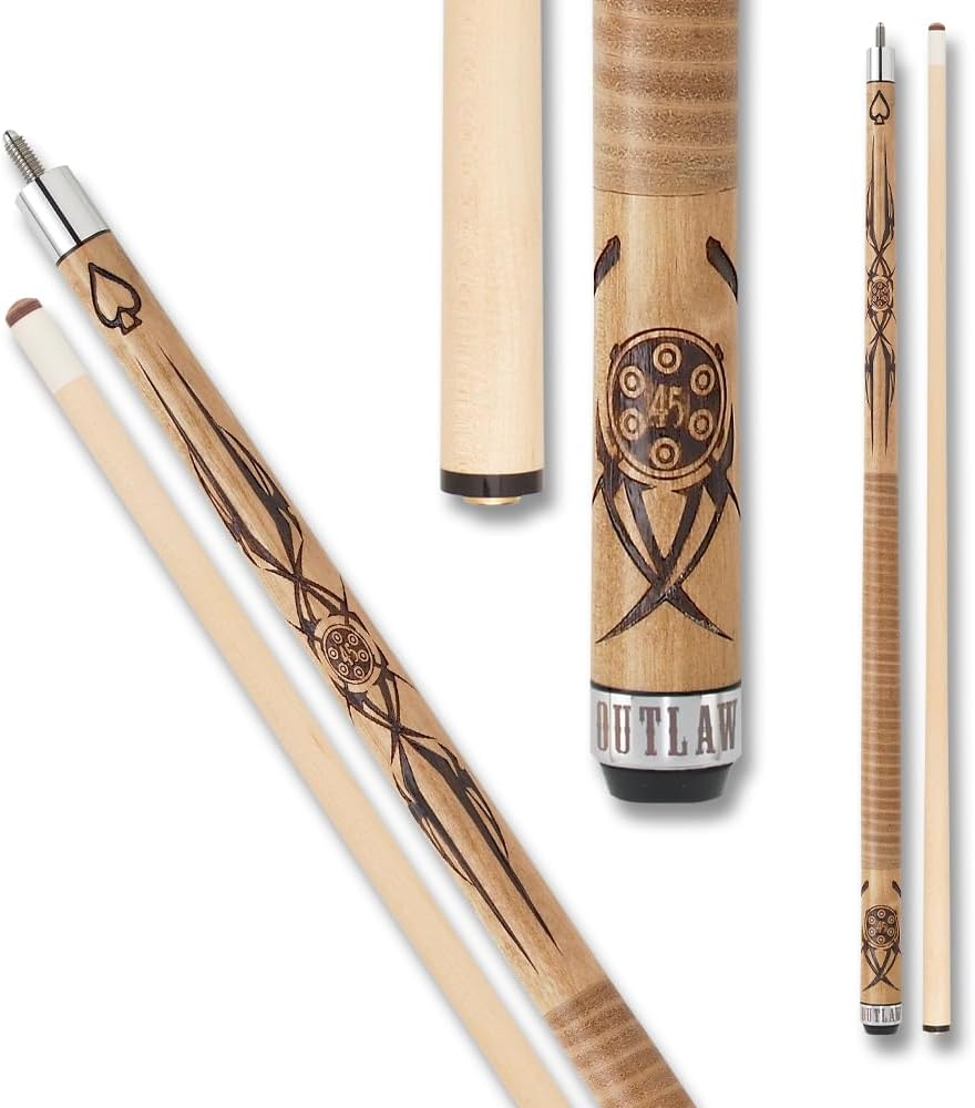 OUTLAW OL09 Original Pool Cue - Brown Stained Maple with .45 Bullet Chamber Design - 18oz