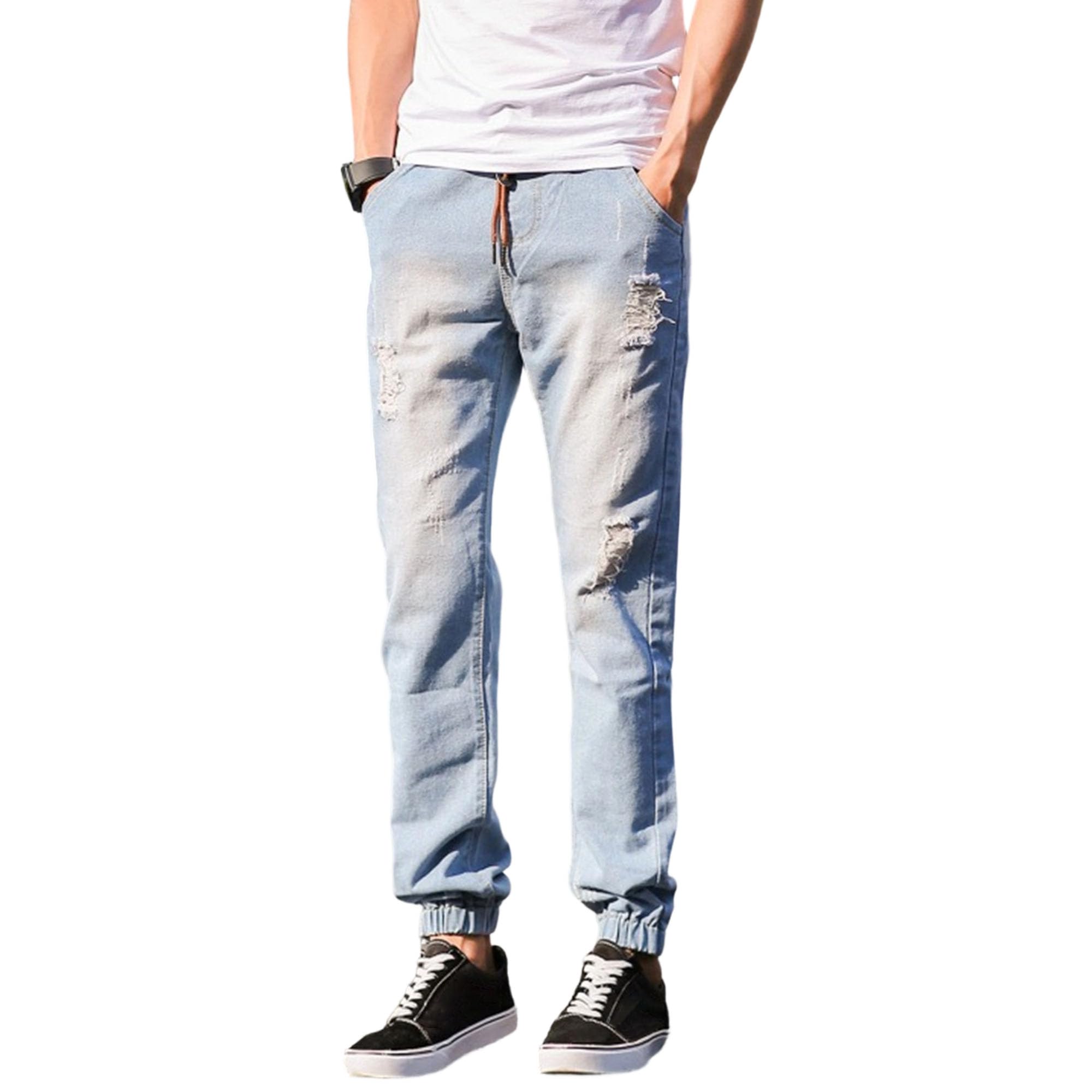 Maiyifu-GJ Mens Skinny Ripped Distressed Biker Jeans Slim Fit Stretch Hip Hop Denim Pants Casual Fashion Tapered Leg