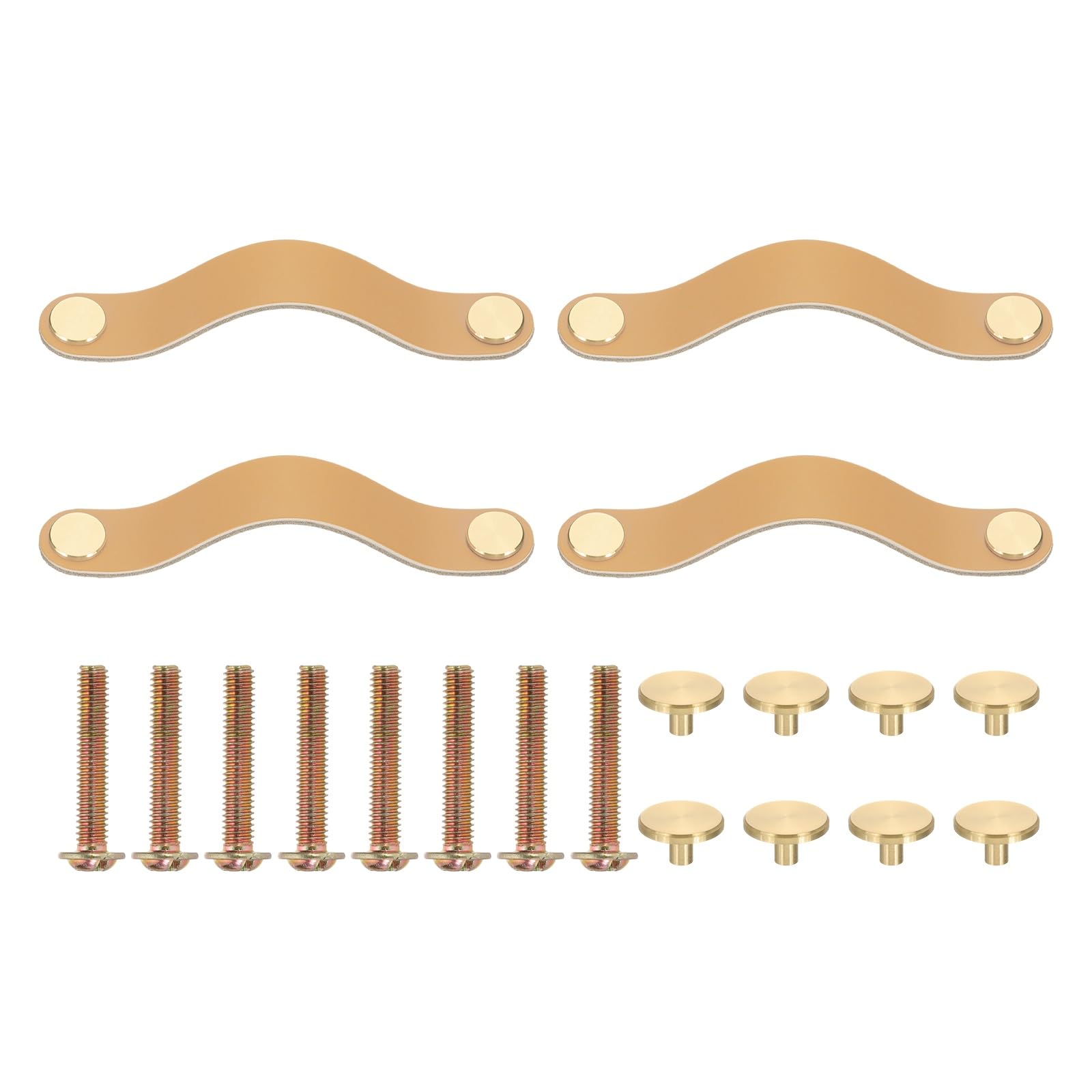 PATIKIL Leather Drawer Pulls, 4 Pack Leather Handle 5 Inch Hole Center Cabinet Dresser Knobs with Screws for Dresser Cupboard Closet Doors, Beige