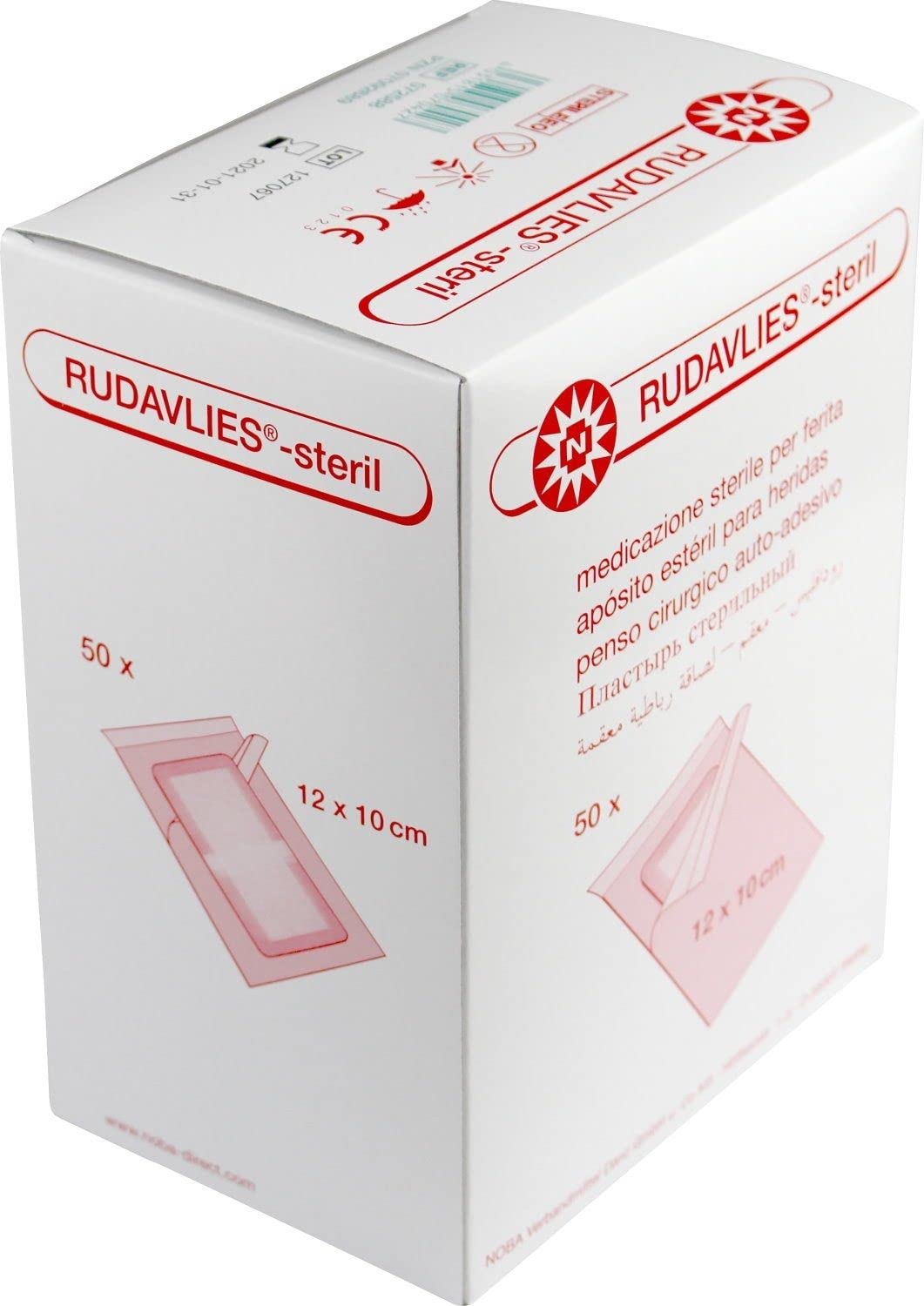 Noba Rudavlies, sterylne plastry opatrunkowe, opatrunek na rany, plastry, 12 x 10 cm, 50 szt