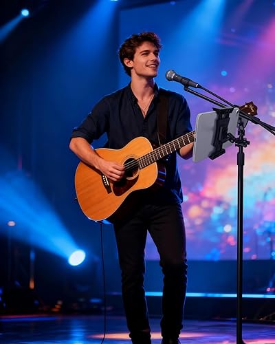 Miniatura 2 de Sunmig Soporte para tablet para soporte de micrófono, soporte para iPad, soporte ajustable para micrófono, soporte de música, soporte giratorio para