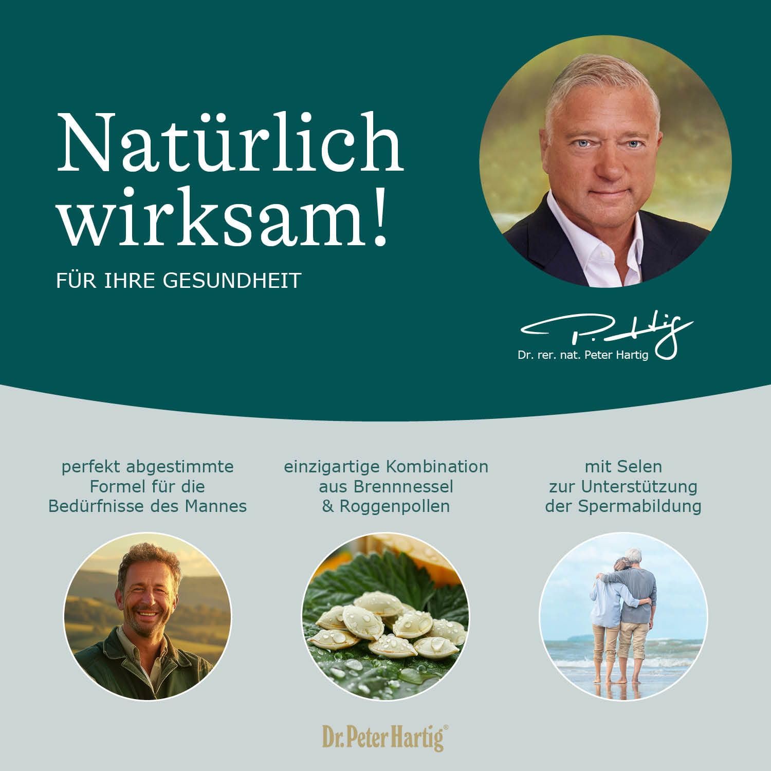 Dr. Peter Hartig ProstaNatur Plus, unterstützt ihre Prostata, Zink, Selen, Vitamin E, 120 Kapseln 4-Monats-Vorrat lactose- und hefefrei