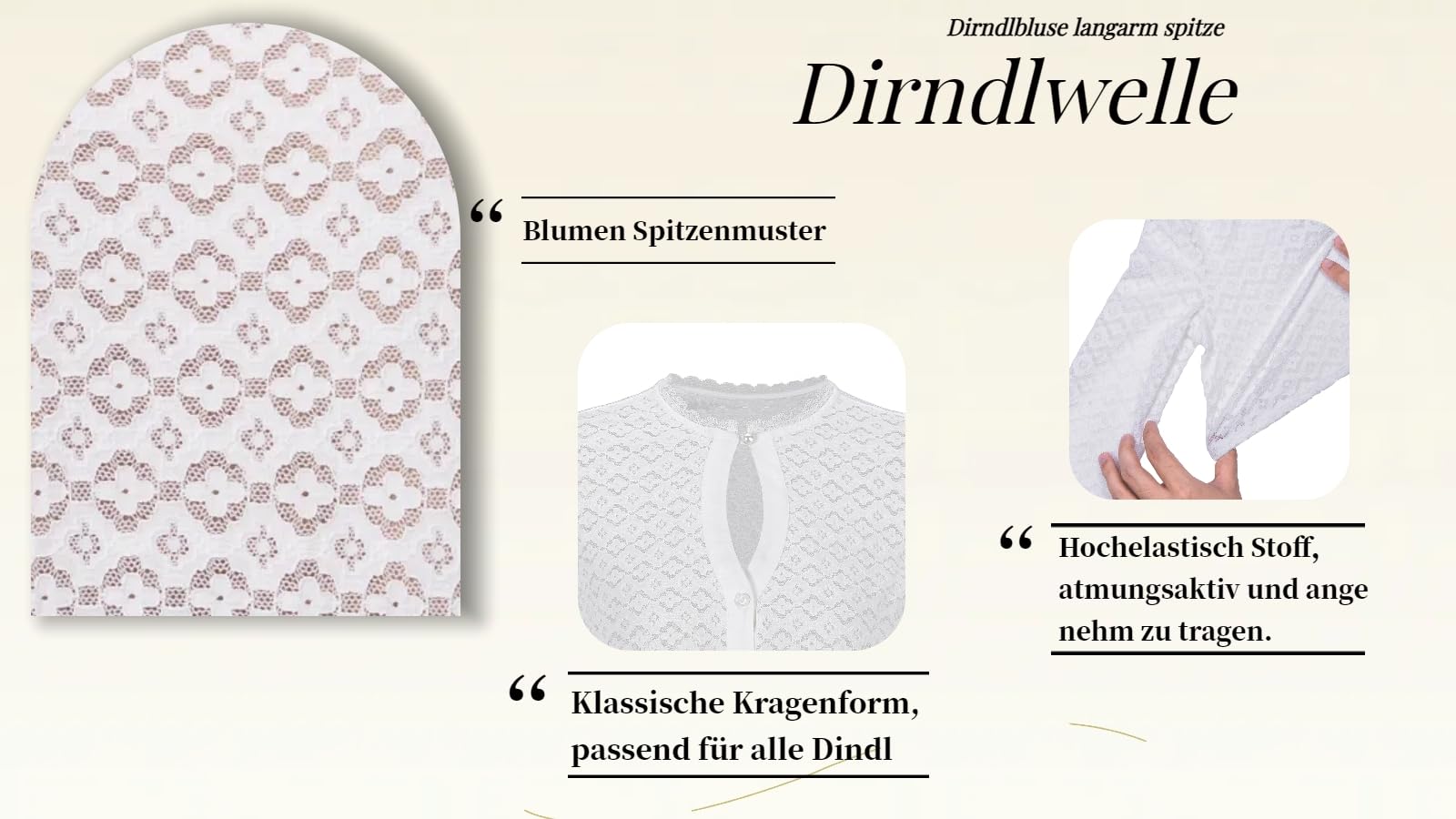 Elegante Trachtenmode Damen Trachtenbluse Button-Down-Kragen