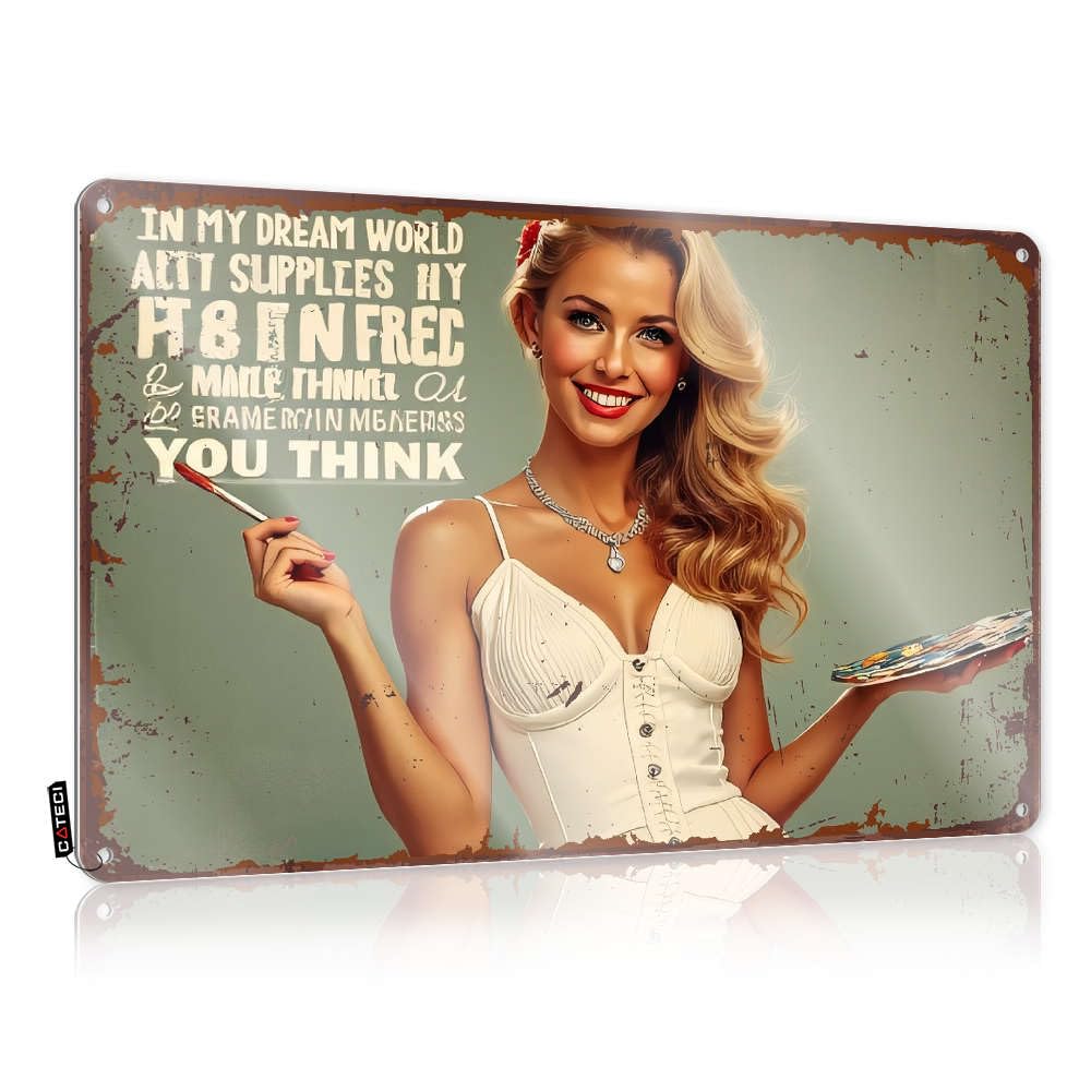 Vintage Wall Art Painting Custom Tin Sign, Return Fade Resistant In My Dream World, Art Supplies Fly Free. For Home Kitchen | Fun Vintage Decor For Clearance Party(20X30CM)