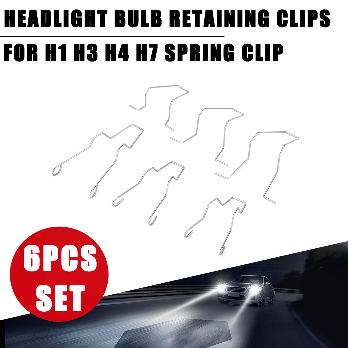 6 Fermagli Per Lampadine Fari Auto - Clip A Molla Per H1, H3, H4, H7, In Ferro Resistente Alle Alte Temperature - Foto 3