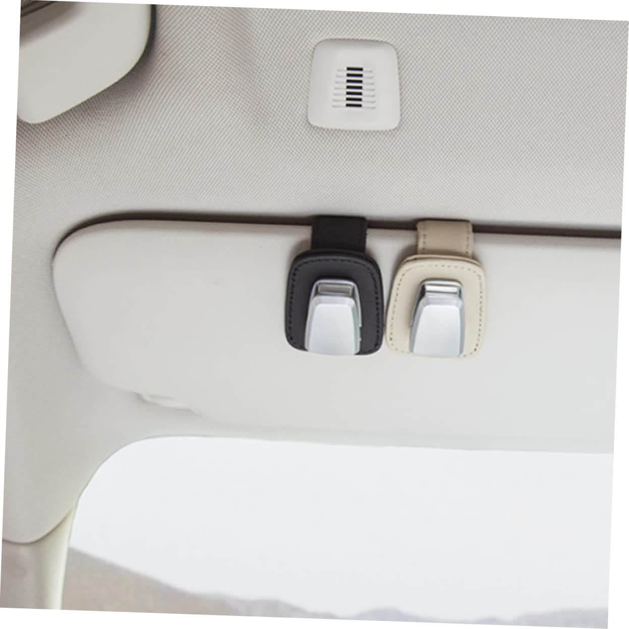 GLEAVI 3pezzi Supporto Per Occhiali Da Sole Multi-funzione Per Auto Clip Per Ombra Solare Porta Occhiali Visor Pu Beige