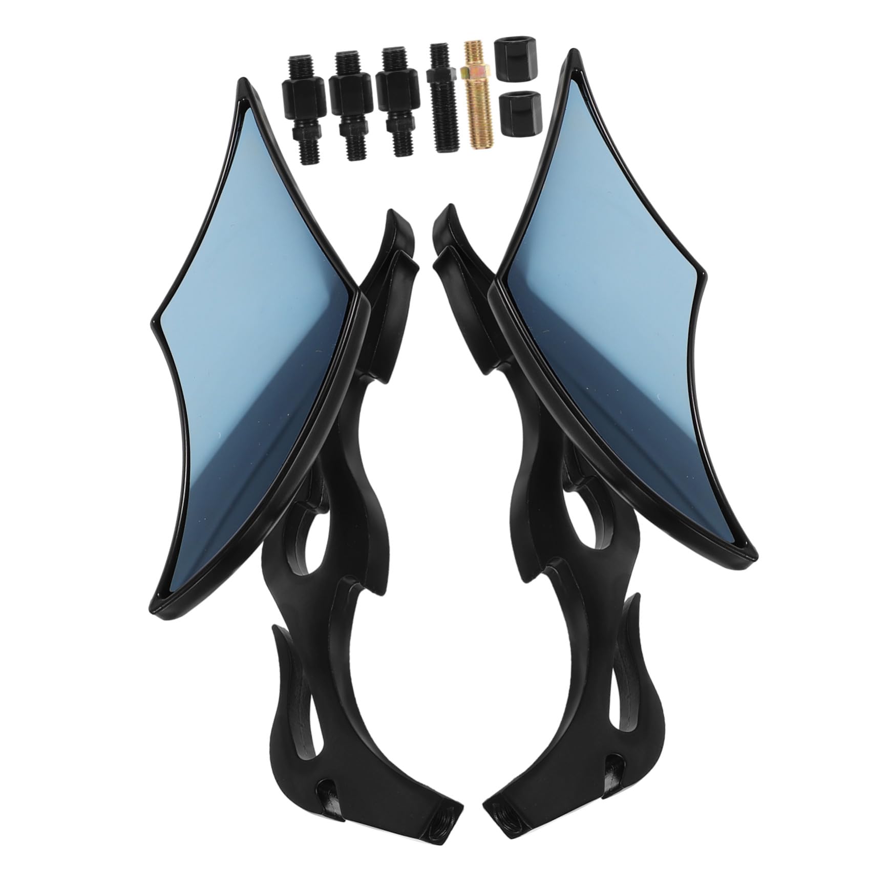 2 piezas Espejos Retrovisores Moto Abs y Vidrio Ajustables para Manillar Accesorios para Bicicletas Motos y Scooters Color Negro con Azul