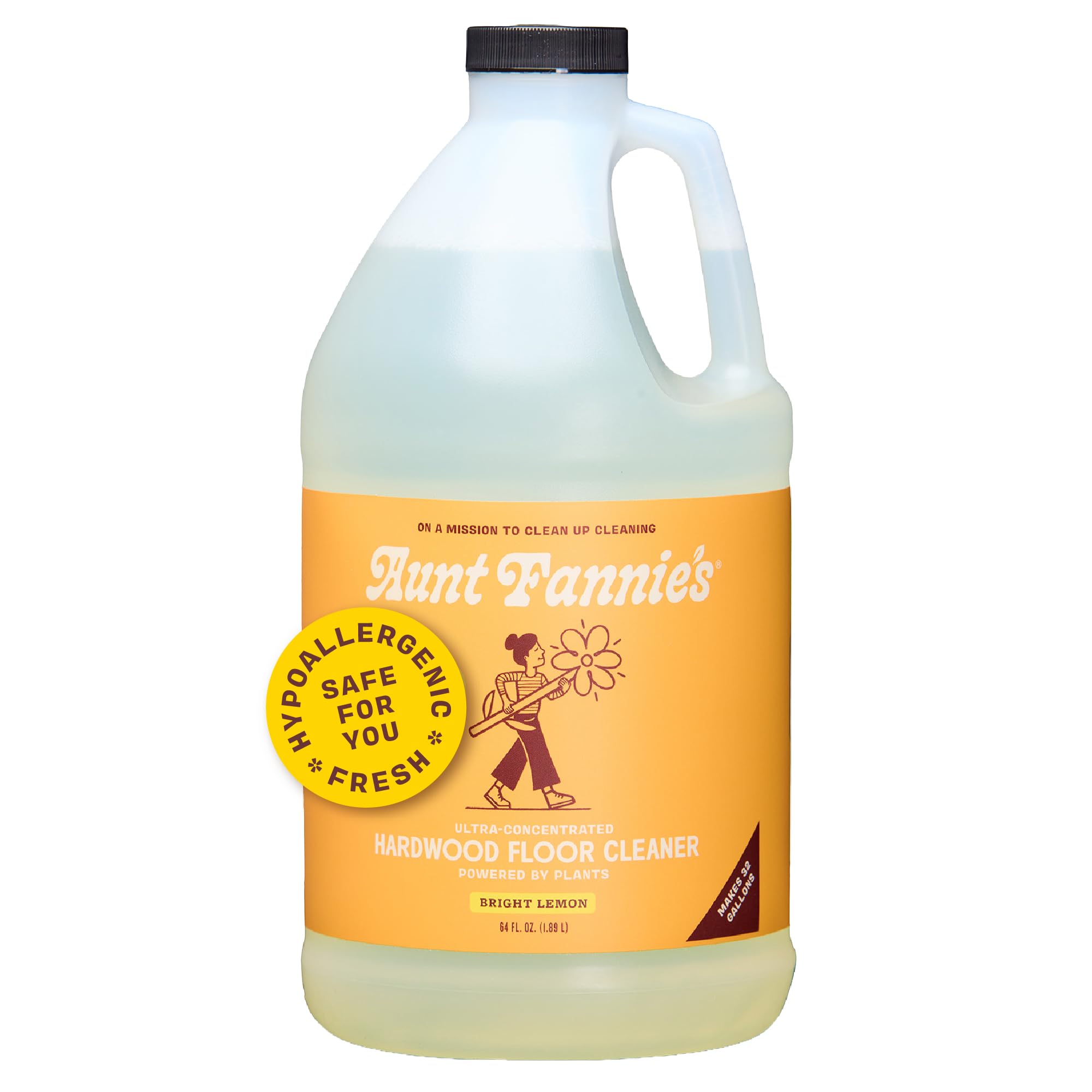 Aunt Fannie's Hardwood Floor Cleaner, Vinegar-Free, Lemon, 64 oz