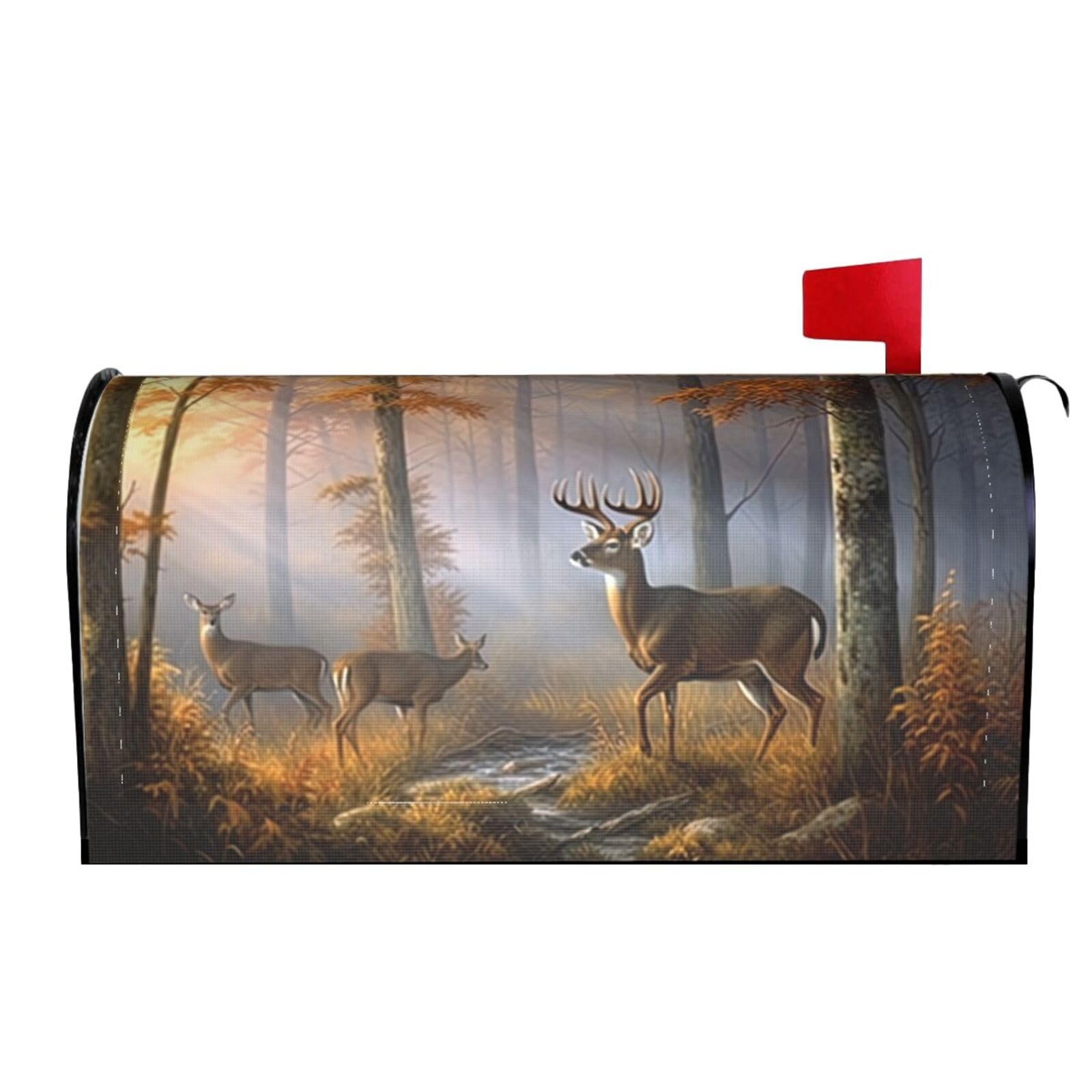 Autumn Deer Dreamy Misty s 04 Mailbox Covers Magnetic Wraps Post Letter Box Cover Garden Home Decor