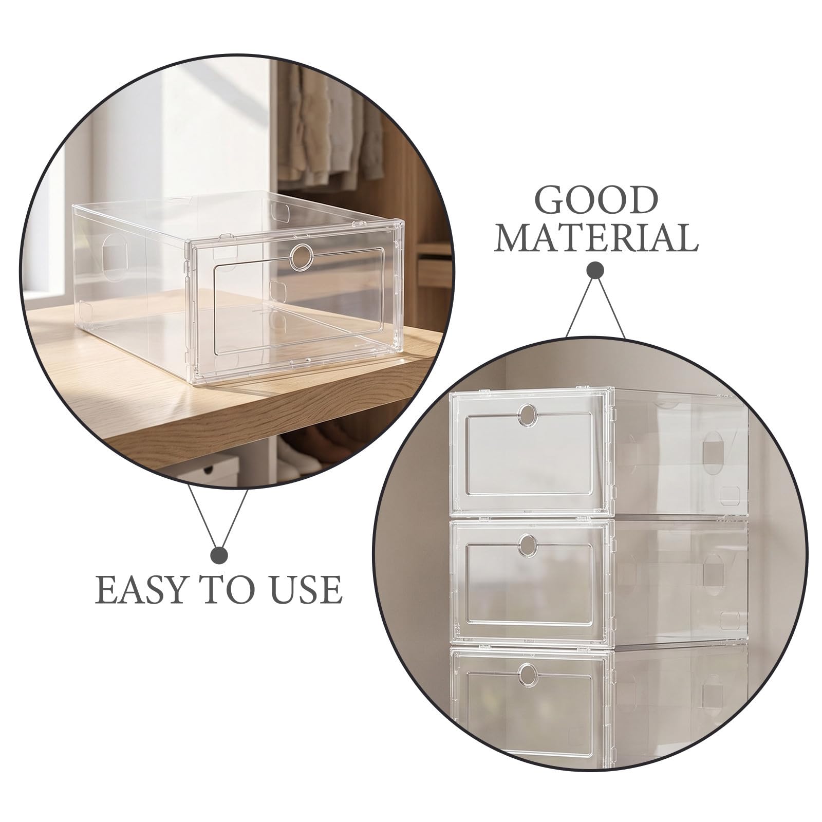 jojofuny 5 Piezas Caja Organizadora de Zapatos Plegable Tamaño 33x24x14cm Transparente de Diseño Apilable y Apertura Tipo Cajón, Material Pp, Optimización de Espacio para Hogar y