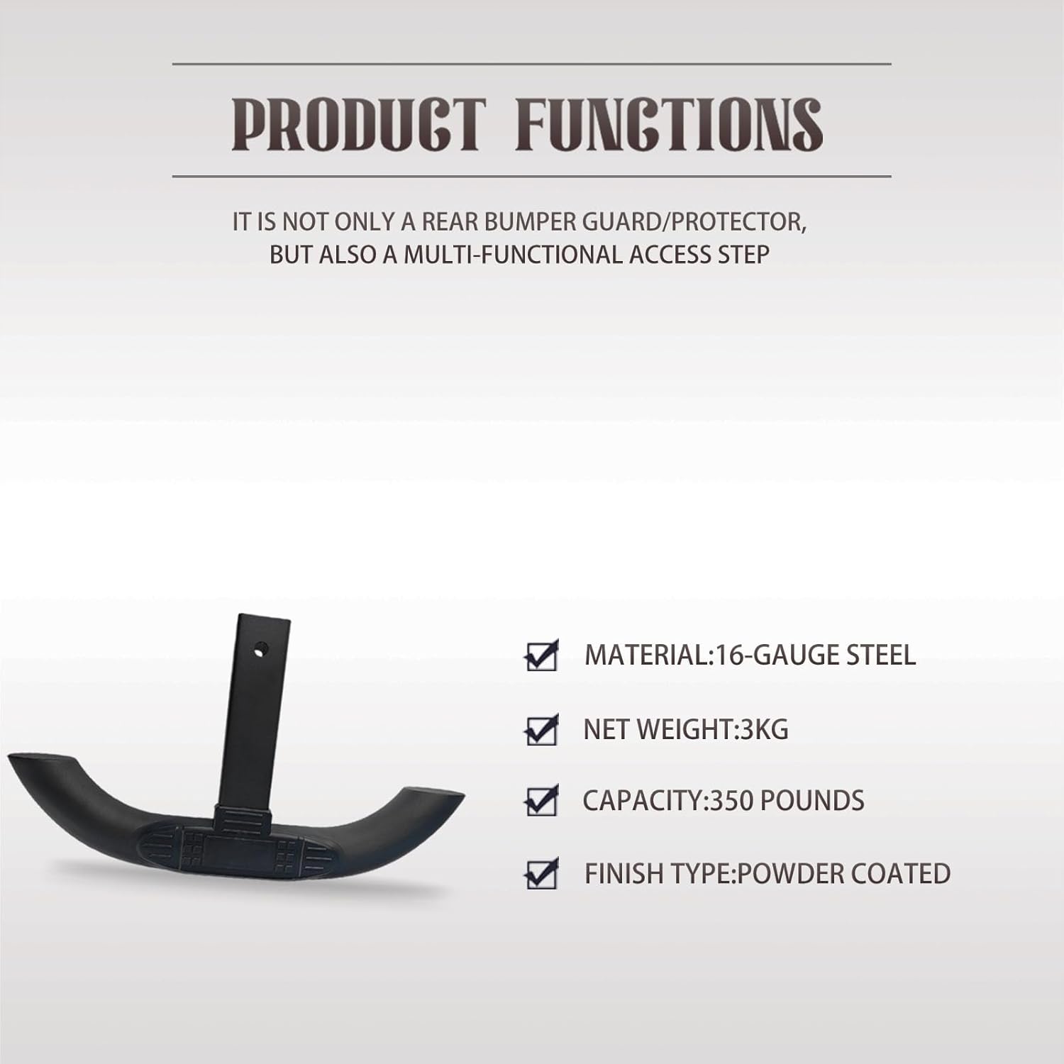 Heavy-Duty Hitch Step for 2 Inch Hitch Receiver Rear Bar Bumper Guard Protector Towing Hitch Step for SUV Truck Pickup - Image 3