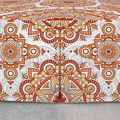 Erosebridal Coral Medallion Bed Skirt King Boho Damask Floral Bed Skirts Bohemian Paisley Mandala Bedskirt For Girls Teen Women,Luxury Microfiber Bedding Decor Set With 2 Pillow Cases #TOP3