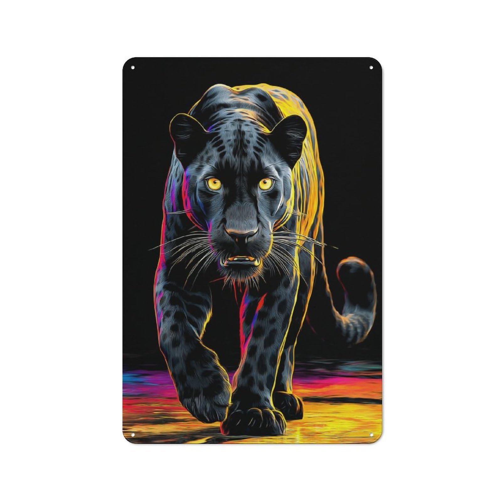 Junmoney Neon Panther Stroll -4 Tin Sign 30X20cm With For Home Bar Wall, Vintage Decor, Wall Decoration For A Recently Updated Home Bar