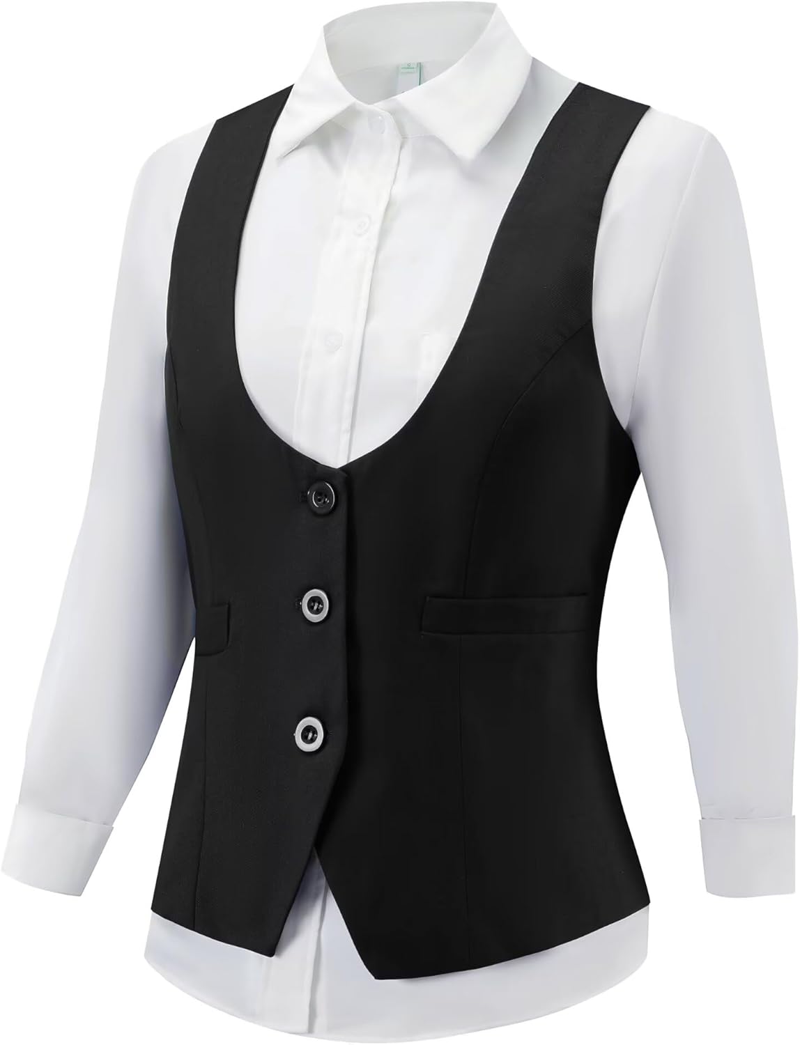 V VOCNI Suit Vest for Women Waistcoat Vintage Steampunk Dressy Casual Racerback Vest Jacket - Image 7