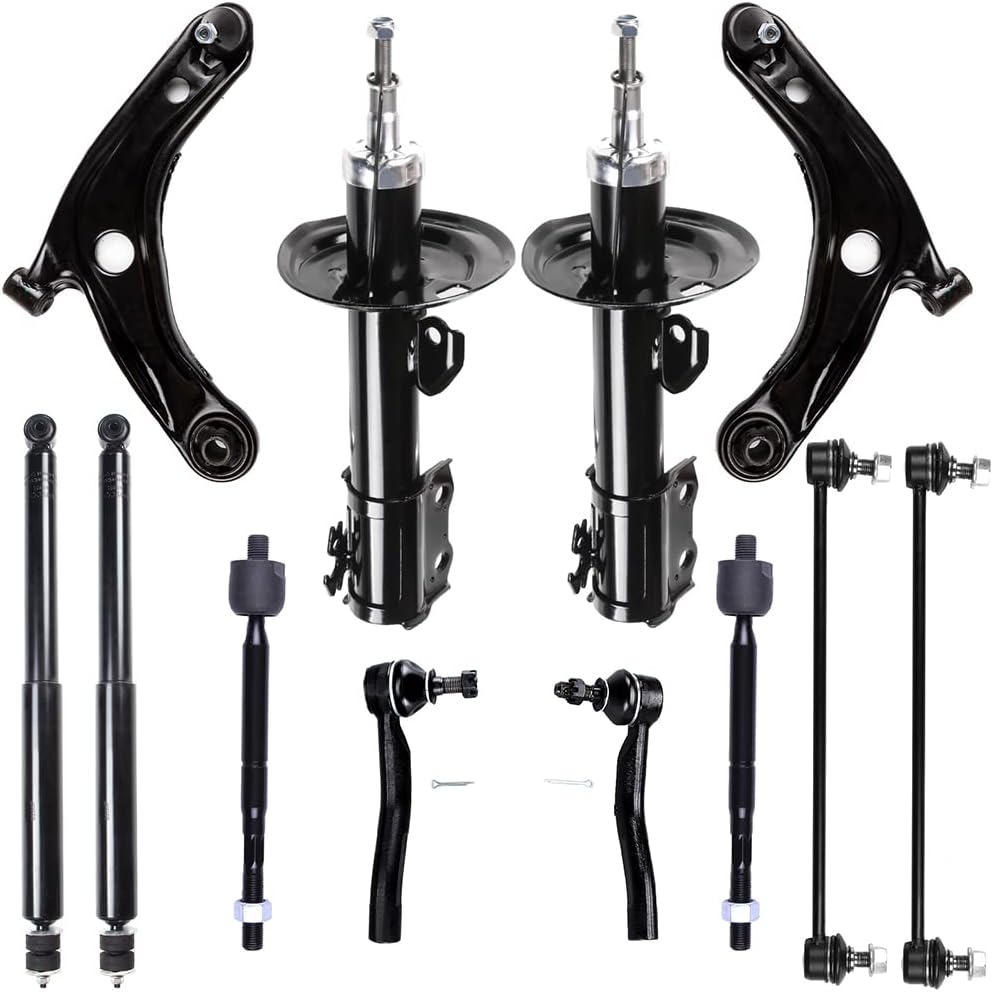SCITOO - (12pcs) shock absorber Control Arm and Ball Joint Assembly Stabilizer Bar Link Kit Tie Rod End fit for Toyota Yaris 2007-2012