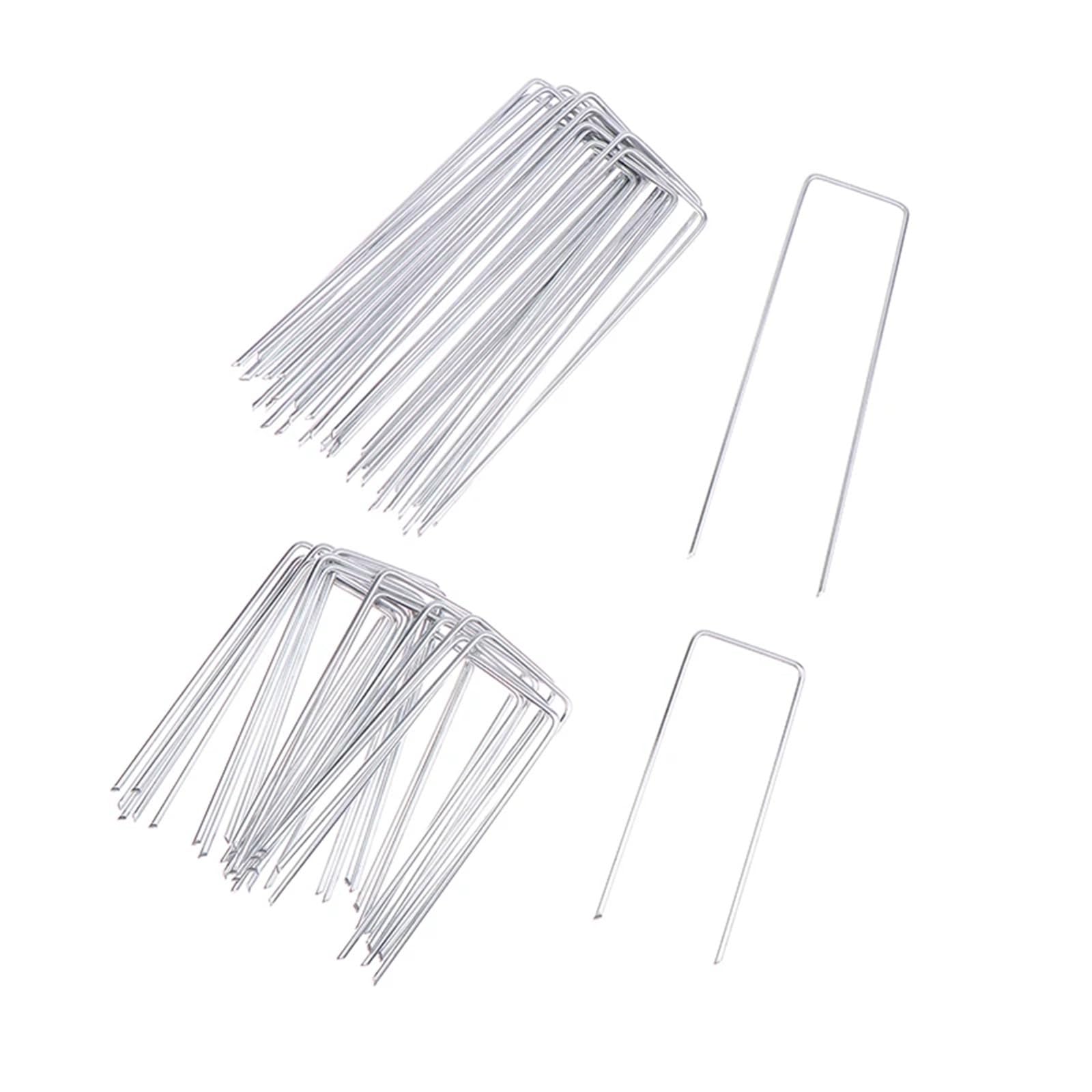 100 Pezzi 10/15 cm graffette da Giardino a Forma di U picchetti Resistenti for Tende Prato Fissaggio for Erbacce per Giardini(15CM)
