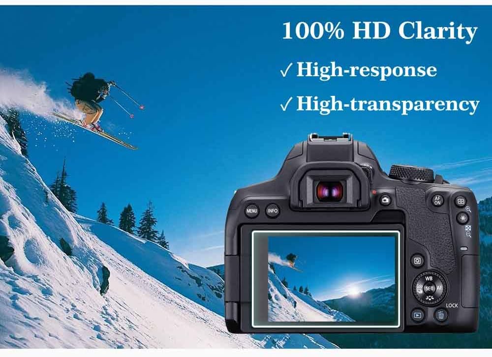 ULBTER Rebel T8I Screen Protector Appliable for Canon EOS Rebel T8i / EOS 850D Camera & Hot Shoe Cover [2+3Pack], 0.3mm 9H Hardness Tempered Glass Saver Anti-Scrach