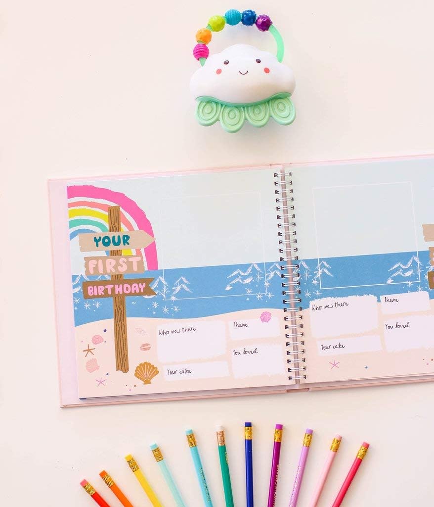 Lucy Darling Little Beach Babe Memory Book - First Year Journal Album to Capture Precious Moments - Milestone Keepsake for Boy Or Girl - Made in USA