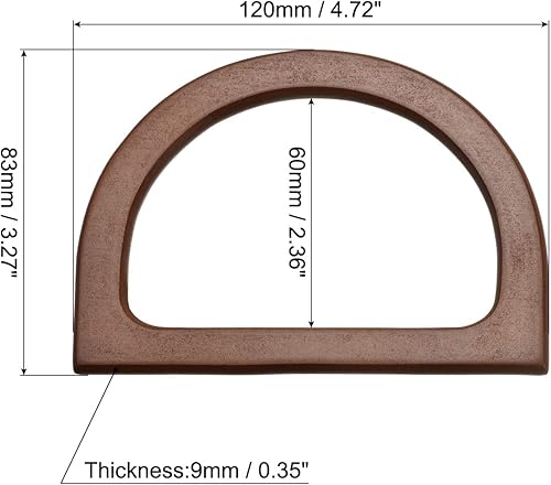 Miniatura 2 de uxcell Asas de madera para bolso, 4.7 pulgadas, 4 unidades, en forma de D, accesorios de repuesto para hacer bolsos, bolsas de playa hechas a mano,