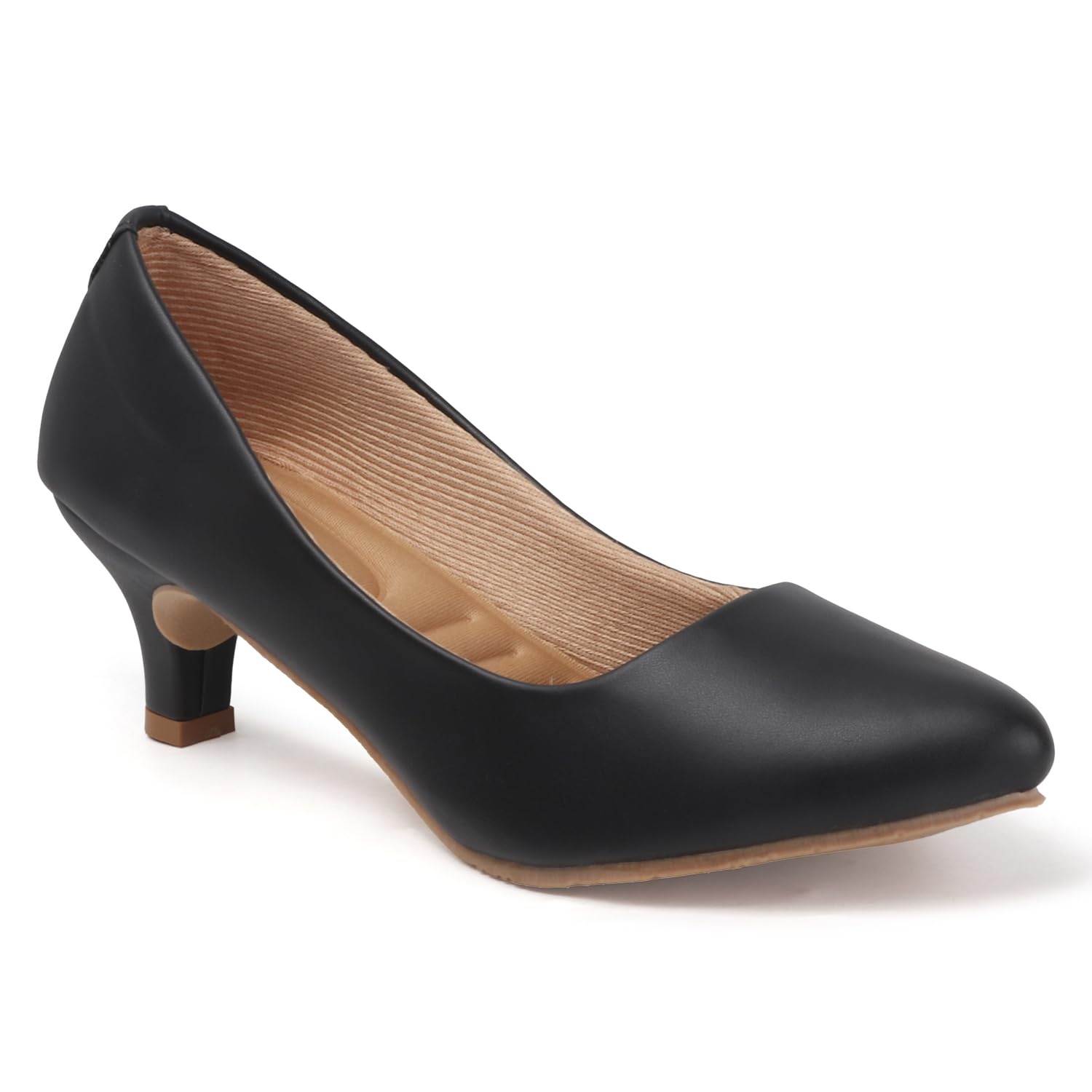 Women's Classic White Kitten Heel Pumps, Low Heel Court Shoes, Formal Office Wear-image-9