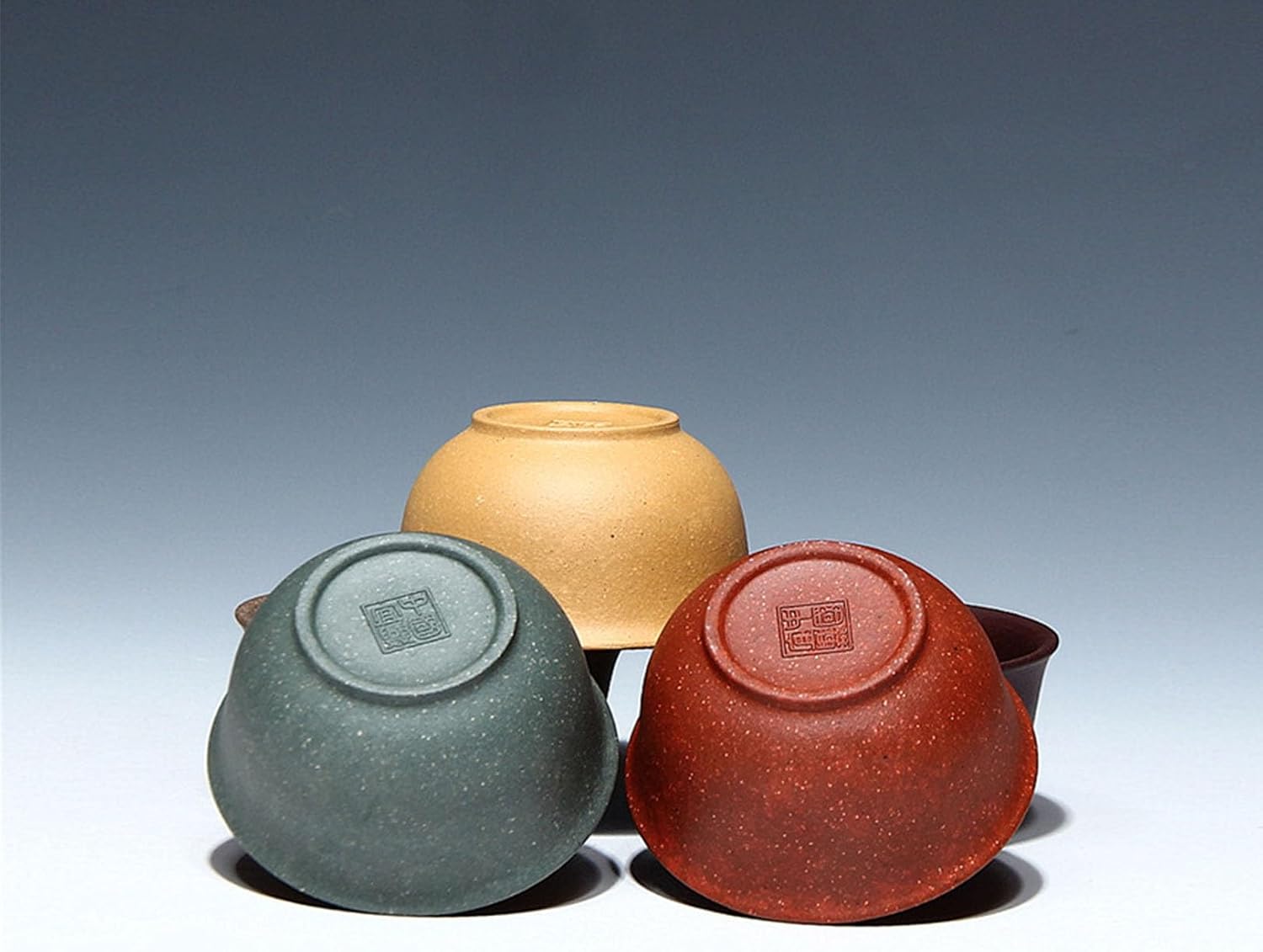 Teacup 4pcs Chinese Clay Genuine Black Zini Red Gongfu Tea Cups Little Mini (Green)