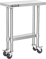 Vista 10 de DuraSteel Carrito de acero inoxidable NSF de 30 x 72 pulgadas, mesa de preparación de alimentos resistente con estante inferior, isla de cocina