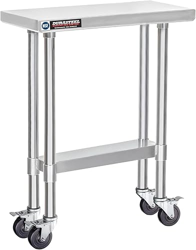 Miniatura 35 de DuraSteel 24x12 Pequeña Mesa de Acero Inoxidable - NSF Metal Angosta Comercial para Preparación de Alimentos, Mesa de Trabajo Lateral con Estante