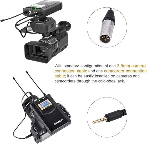 Miniatura 8 de Micrófono de solapa inalámbrico, con bolsa de transporte, comica CVM-WM100 PLUS UHF 48 canales, sistema de micrófono de doble solapa para cámaras