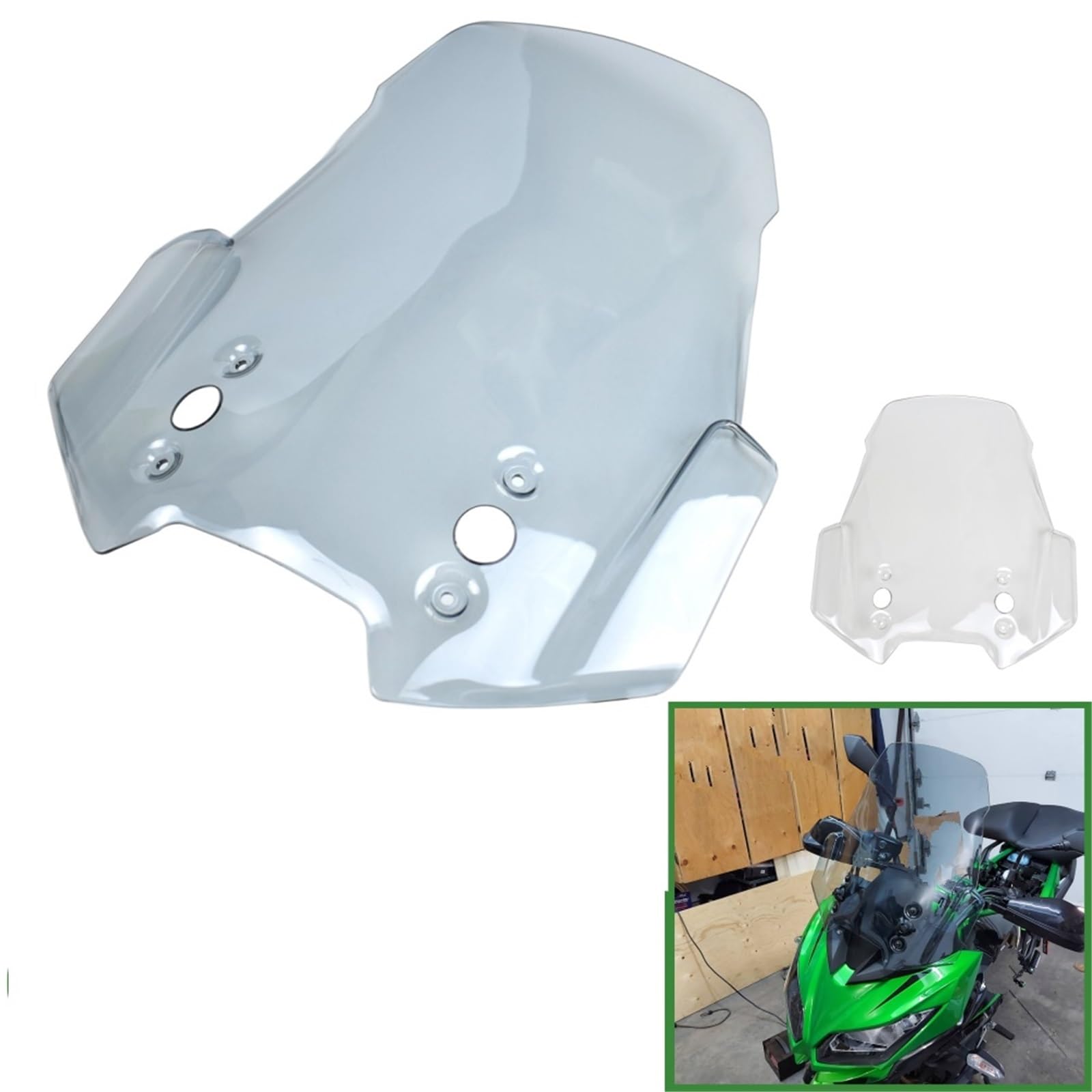 Deflector de Parabrisas para Kawasaki para Versys 1000 2015-2018 para Versys 650 para KLE650 2015-2021 Protector Frontal Deflectores Aire Motor Parabrisas Deflector cupula Moto(Clear)
