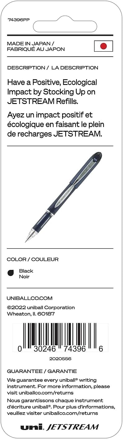 Uni-Ball 74396PP uni-ball Jetstream Ballpoint Pen Refills, Bold Point (1.0mm), Black, 2 Count