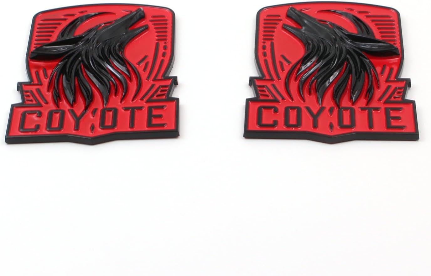 Pair Custom Dark Horse Style Coyote Emblems Door Left Right 3D Badge Compatible with 2011-2024+ Mustang F150,Universal Car Vehicle, Truck, Motorcycle (Black Red)