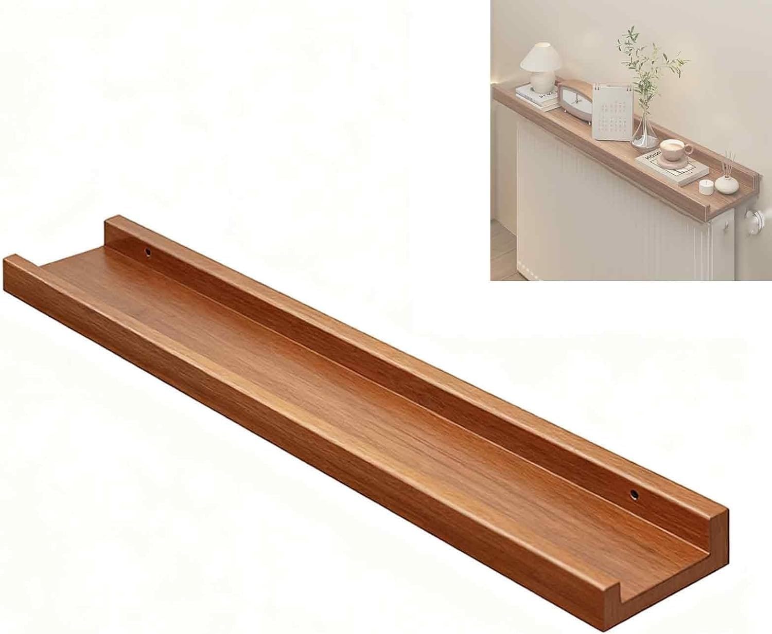 Copri Termosifoni In Legno,Mensola Sospesa,Mensola Sopra Termosifone Superiore Per Radiatore Antipolvere/Antifumo Per Riporre Oggetti/Decorazioni,Lati Rialzati,Portata 25 Kg A,60x12cm/24x4.7in