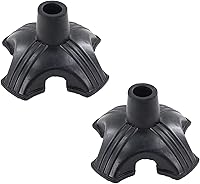 Vista 1 de Cane Tip 2pcs 3/4 inch Quad Self Standing 4 Leg Attachment Rubber Replacement Tip for Walking Stick Base Universal Stable Black