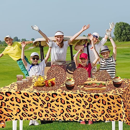 16 Stück 17,8 cm Safari Leopard Tierdruck Dessert Pappteller Einwegteller Zoo Tierdruck Party Pappteller Leopard Texture Theme Paper Plates für Babyparty Leoparden-Themen-Geburtstagsfeiern Dekoration