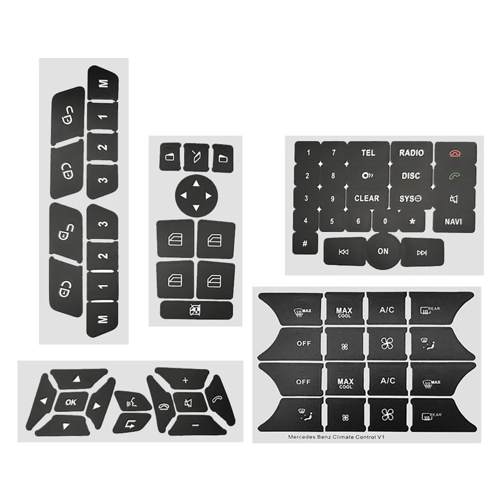 Interior Button Stickers Compatible with Benz for W204 S204 C204 R172