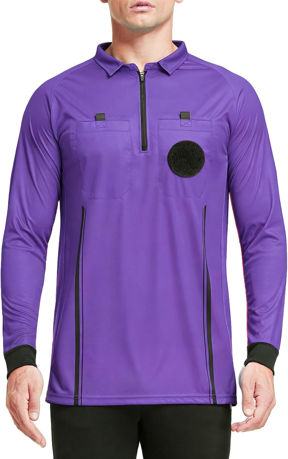 FitsT4 Sports Men's Pro Soccer Referee Jersey Long Sleeve Ref Shirt