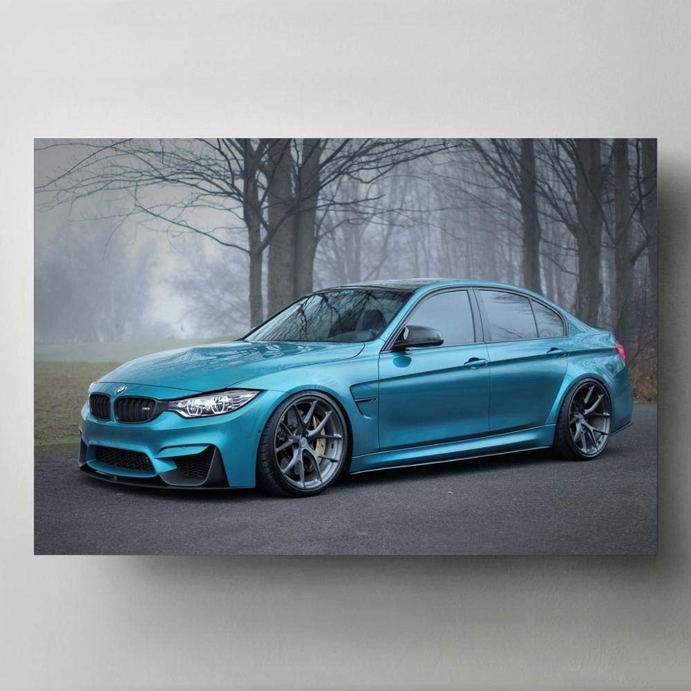 M3 Supercar Affiche Mur Toile 80x120 cm Moderne Peinture sans Chassis Bleu Métallique