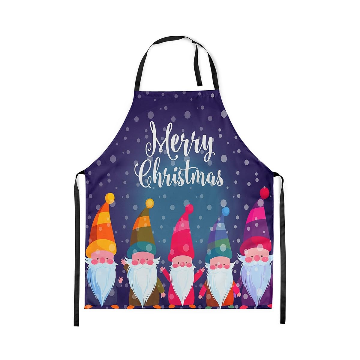 Homewish Happy Christmas Cooking Apron Xmas Chef Apron Santa Claus Kitchen Apron Christmas Santa Gnomes Apron 78x66cm,Adjustable