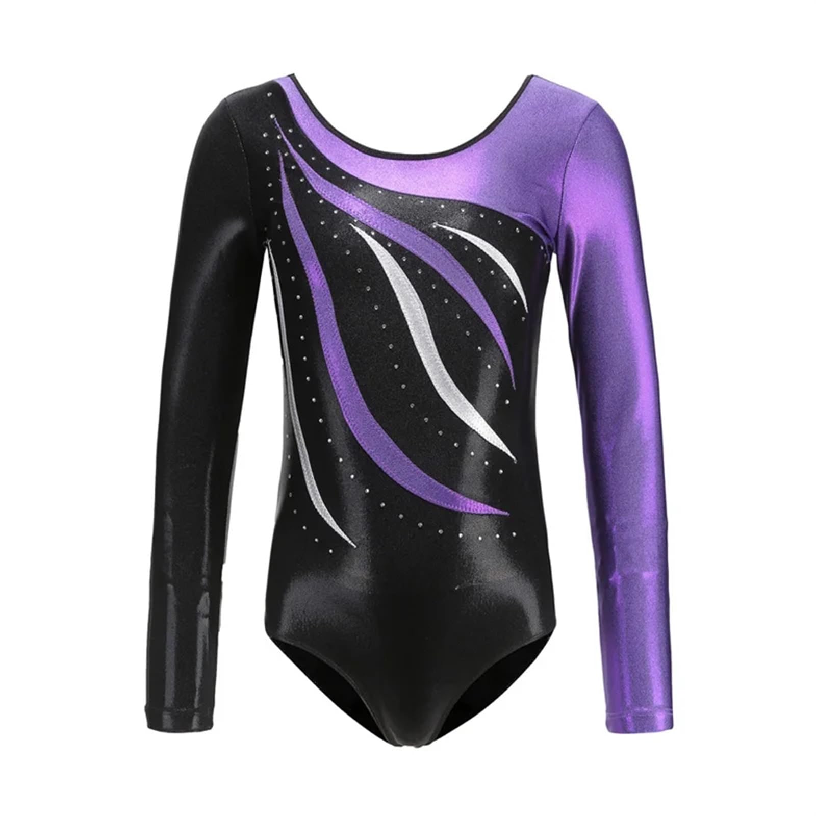 Maillot gimnasia ritmica niña Leotardo de gimnasia for niña de manga larga con diamantes de imitación brillantes, tutú de Ballet, leotardo de baile, mono de patinaje sobre hielo, mono gimnástico(Color