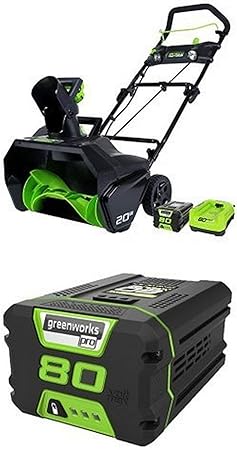 Review GreenWorks Pro 80V 20-Inch Cordless Snow Thrower, 2Ah Battery & Charger Included with extra 80V 2.0AH Lithium Ion Battery