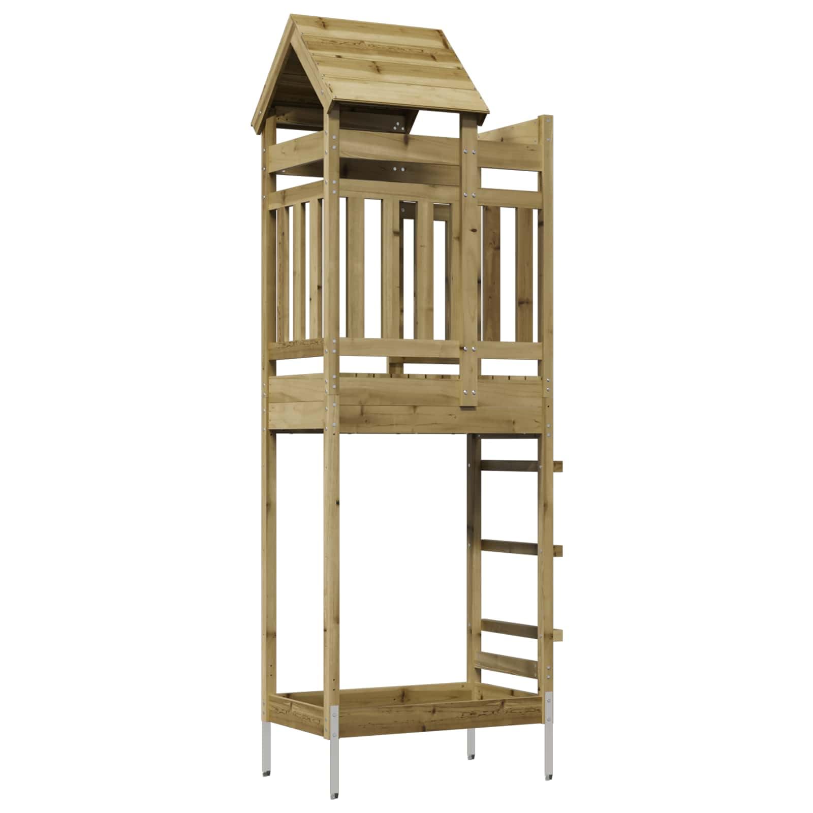 vidaXL Spielturm Braun 52,5 x 85 x 238 cm Massives imprägniertes Holz, Moderner Outdoor-Spielplatz, robuster Garten-Spielbereich, Abenteuer-Turm für Kids, Spaß im Hinterhof